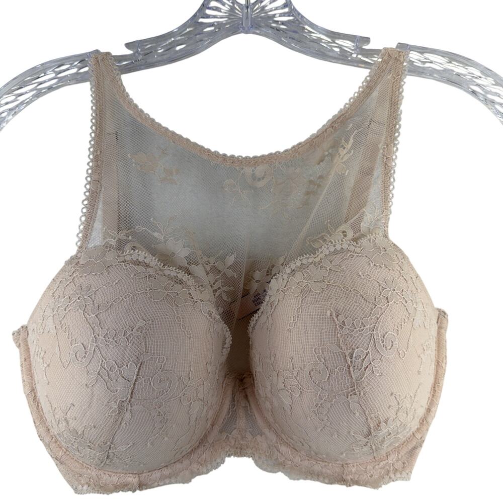 Victoria's Secret Dream Angels Push Up Bra 34DD Ivory Lace High Neck Rare Limitd